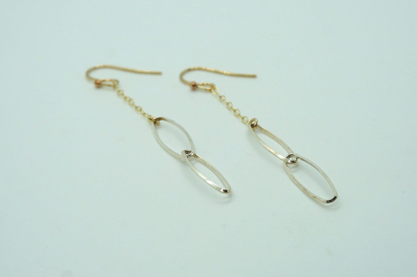 delicate silver and gold chain earrings