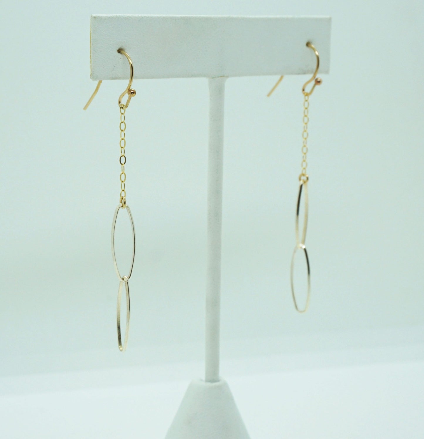 silver and gold chain earrings