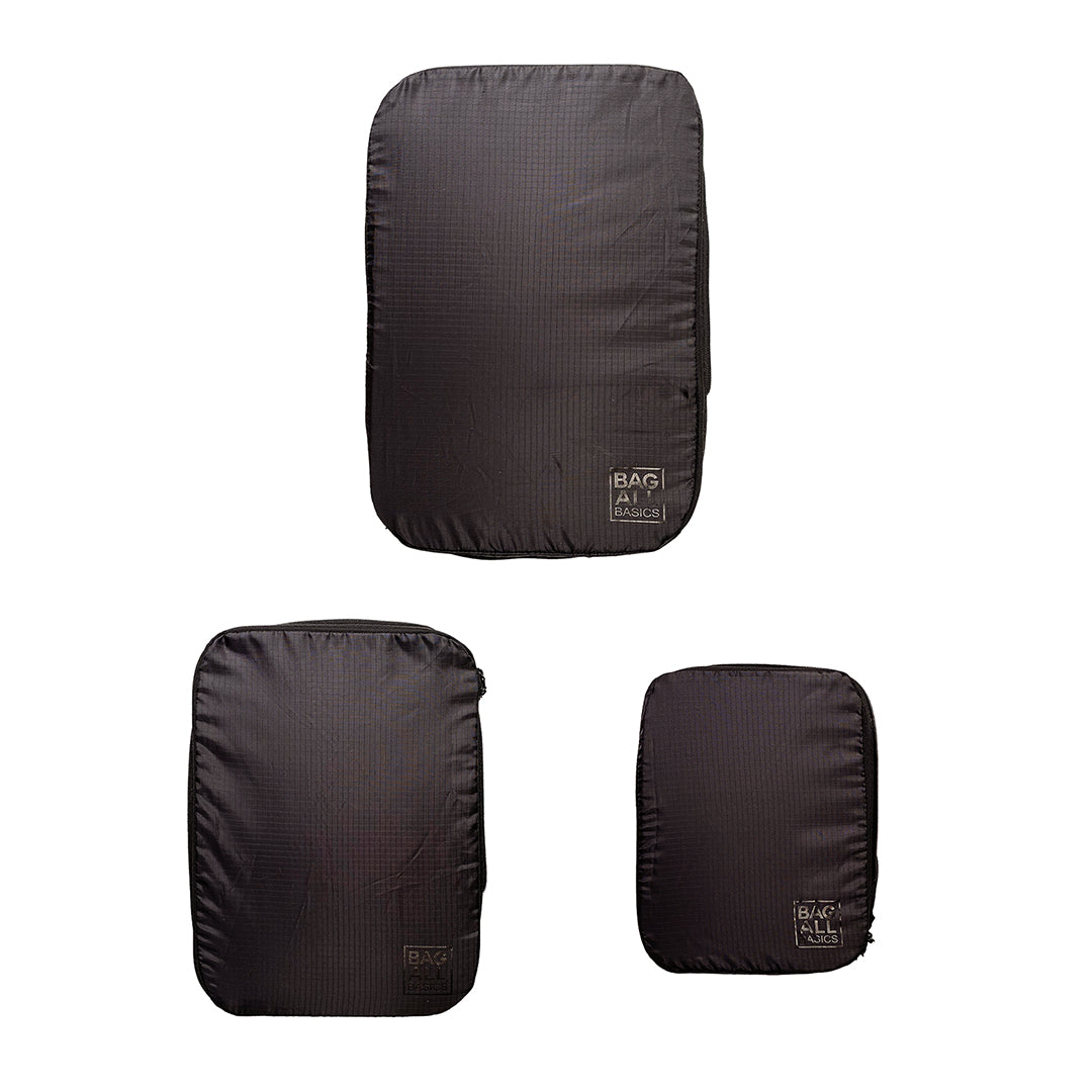 Compression Packing Cubes – Recycled Nylon – 3-pack – Black