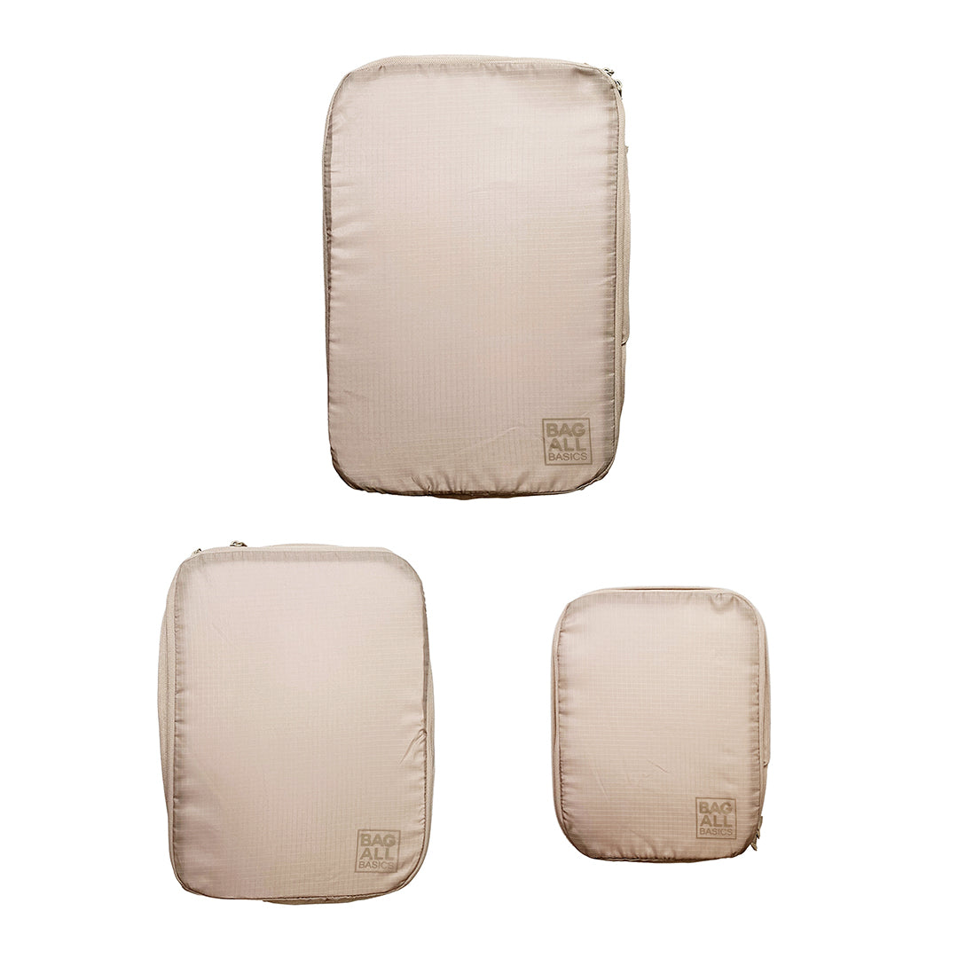 Compression Packing Cubes – Recycled Nylon – 3-pack – Taupe