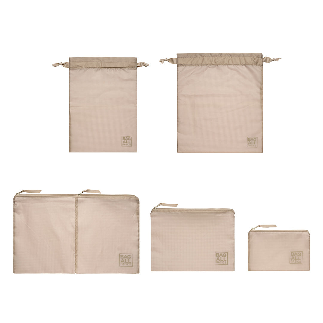 Packing Bags Set – Recycled Nylon – 5-pack – Taupe