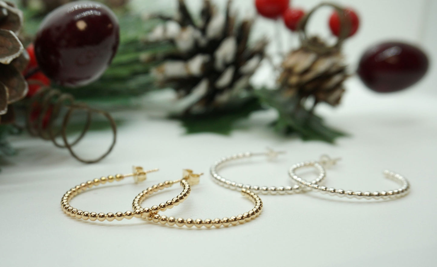 Gold Beaded Hoop Earrings