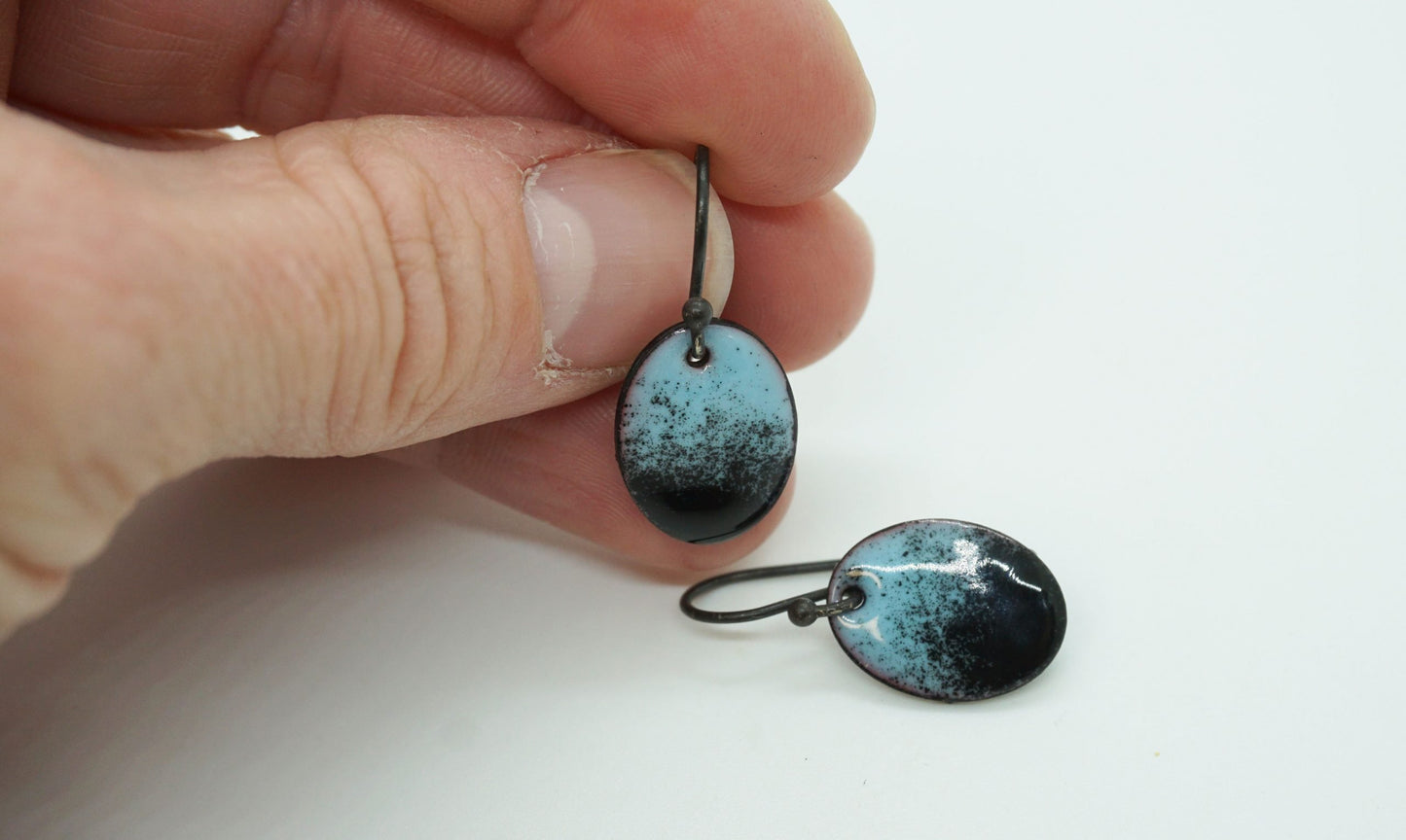 blue enamel disc earrings