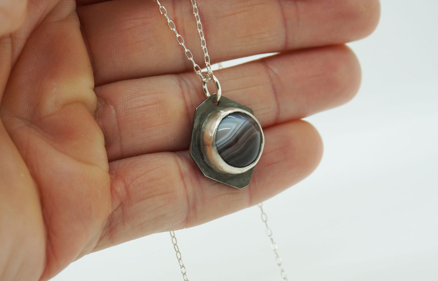 botswana agate pendant necklace