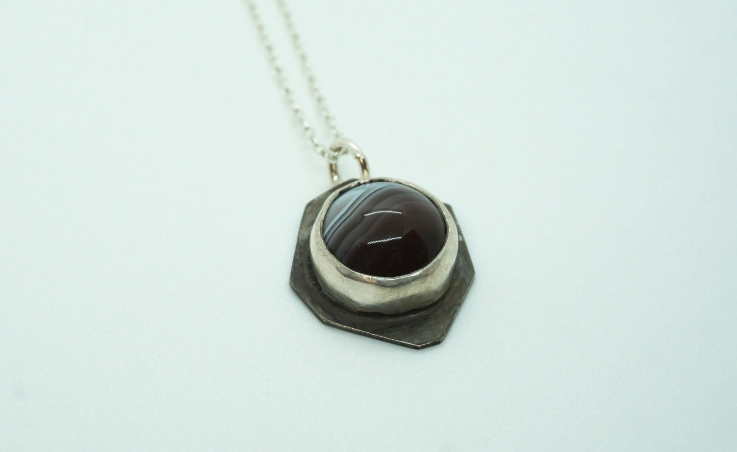 Silver botswana agate pendant necklace