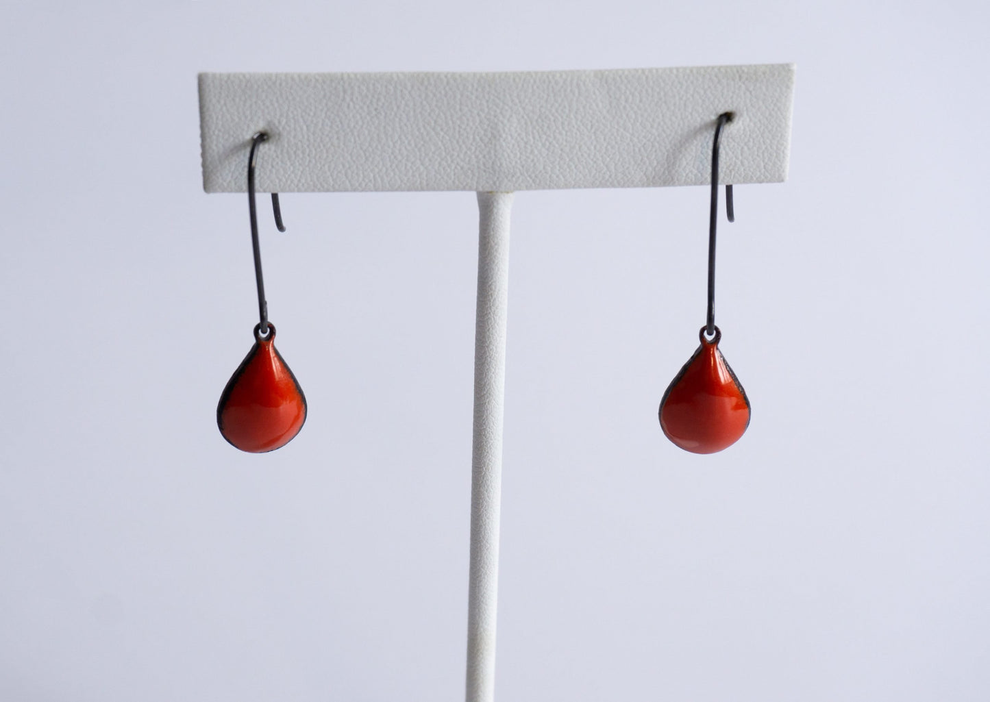 Flame red enamel drop earrings