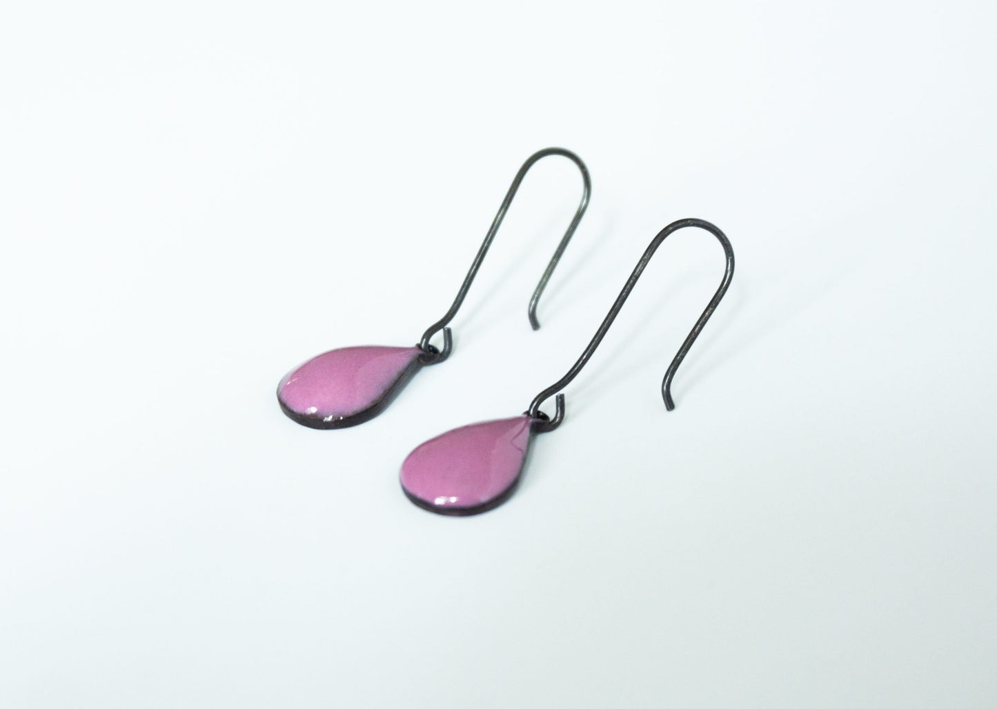 Purple and black dangle earrings