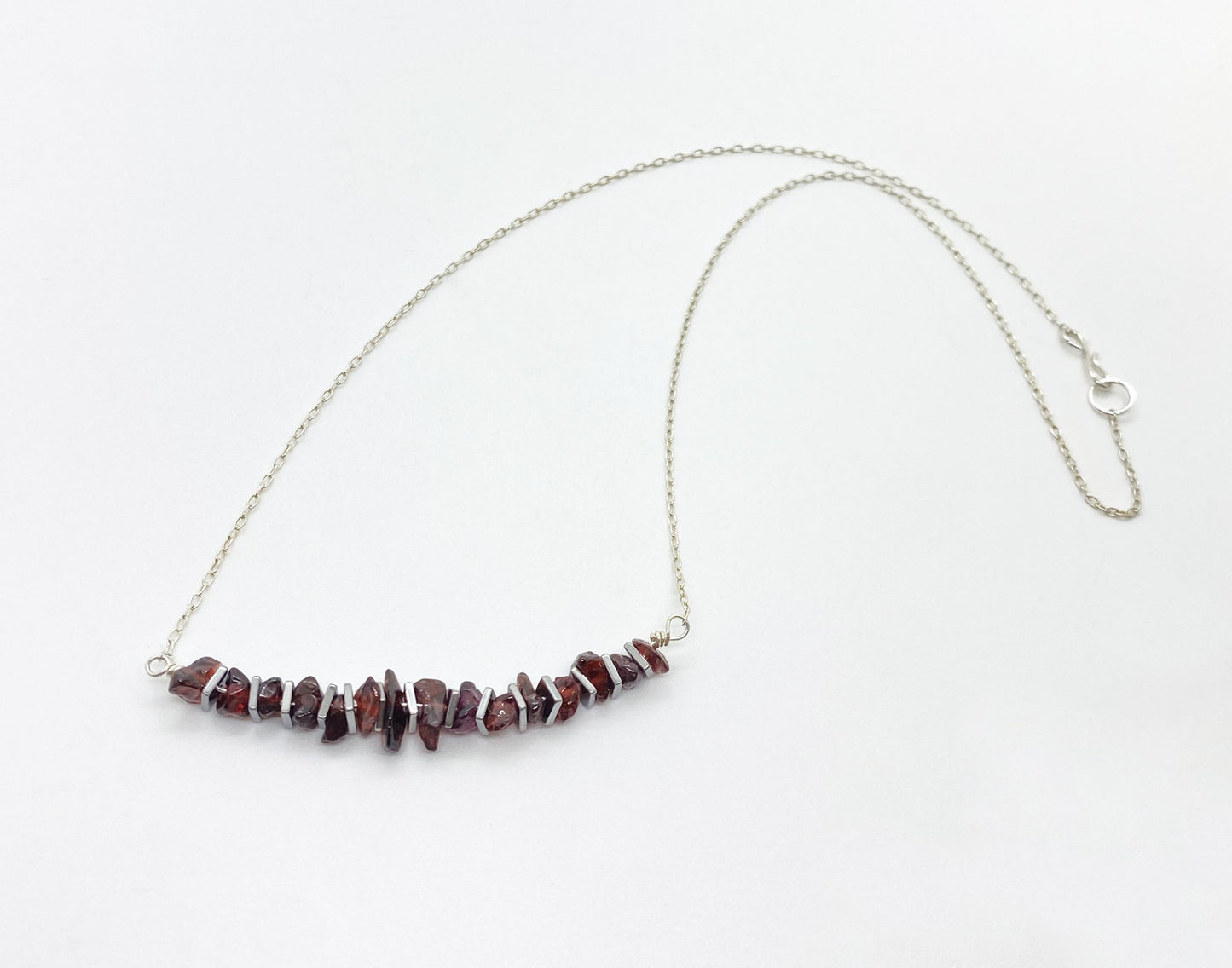 Garnet and Hematite Gemstone Necklace