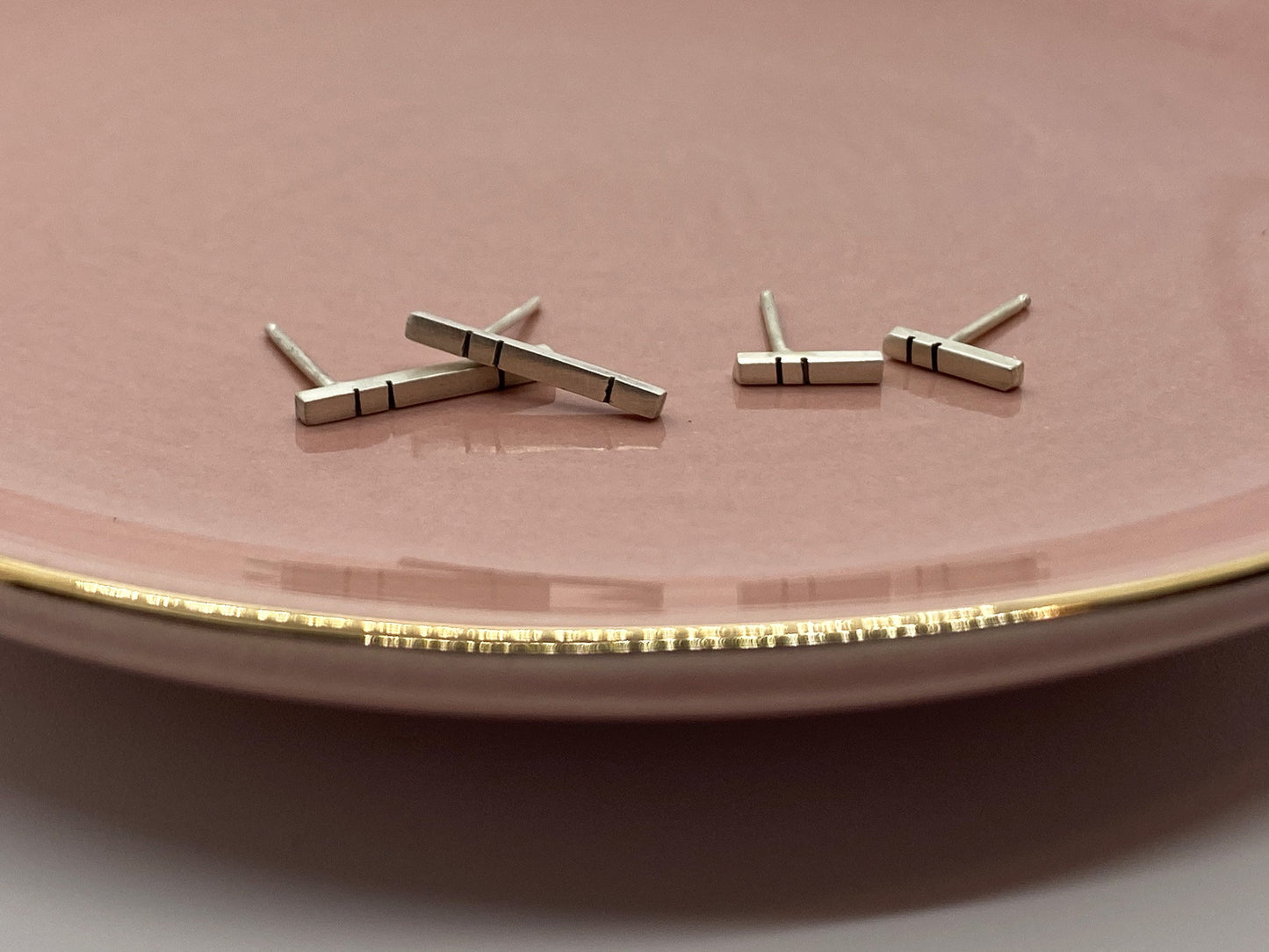 Linear Essentials Silver Stick Earrings (long)