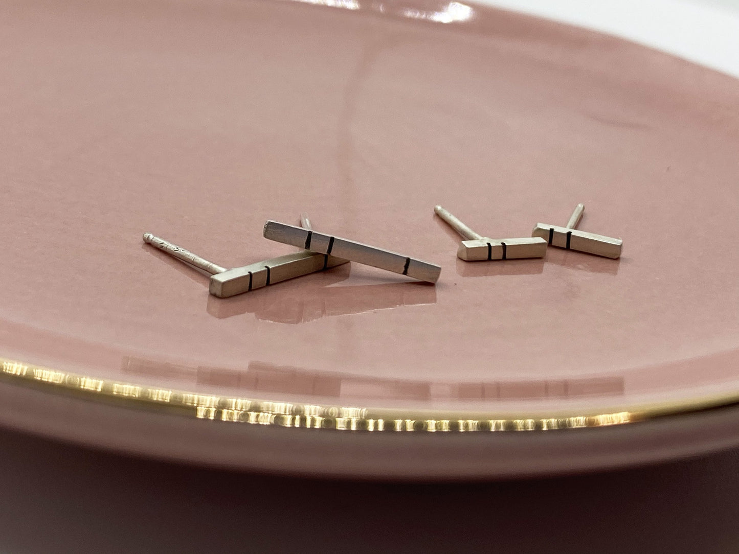 Mini Linear Essentials Silver Stick Earrings