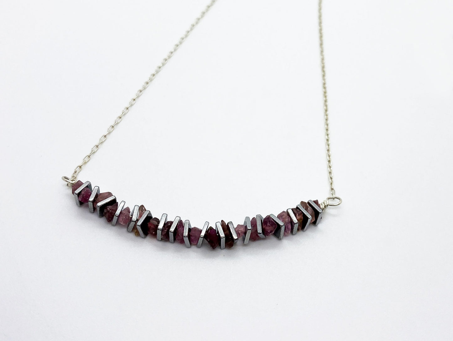 Pink Tourmaline raw natural necklace