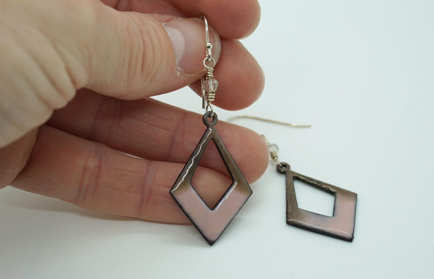Pink enamel dangle earrings