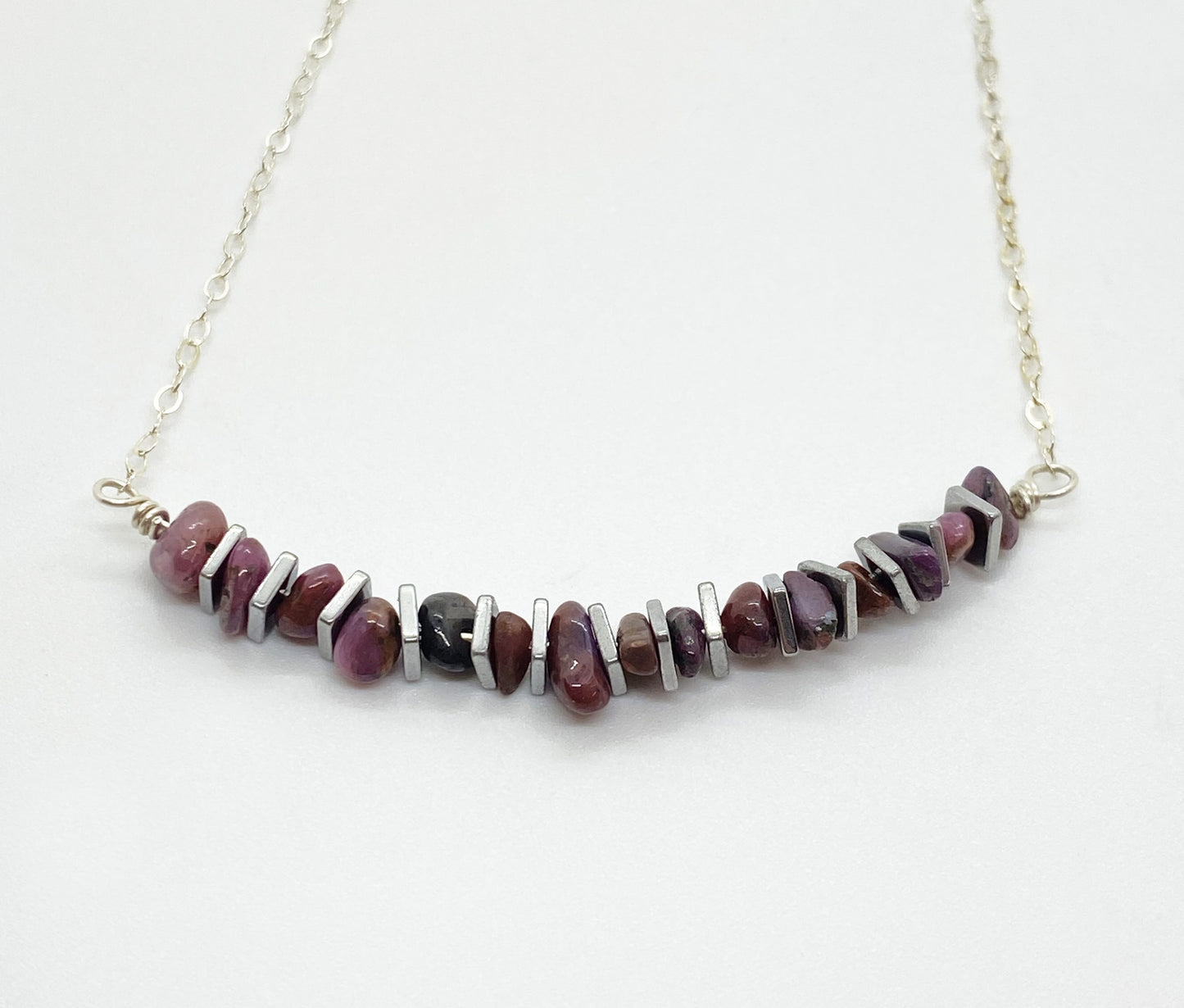 raw ruby hematite birthstone necklace