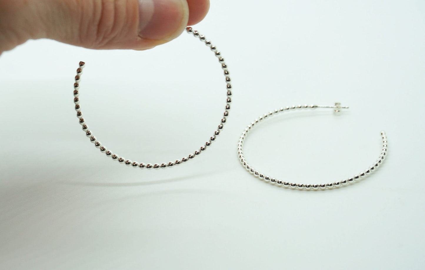 large silver beaded hoop earrings