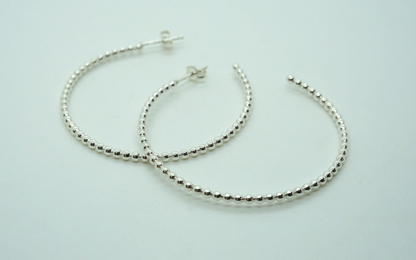 sterling silver beaded hoop earrings