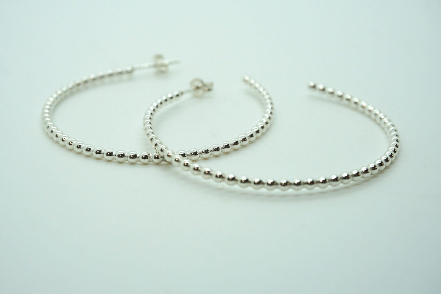 sterling silver beaded hoop earrings