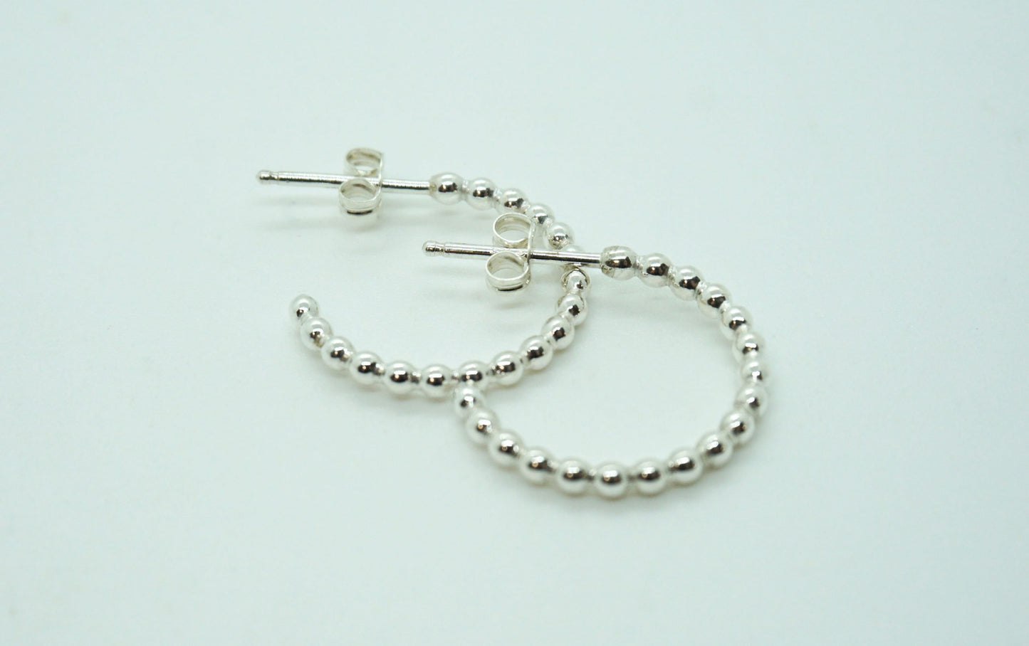 small sterling silver beaded hoop earrings