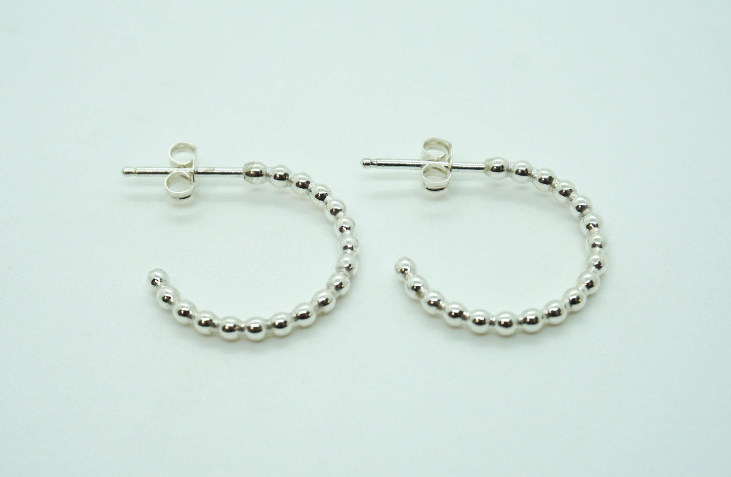 little sterling silver beaded hoop earrings