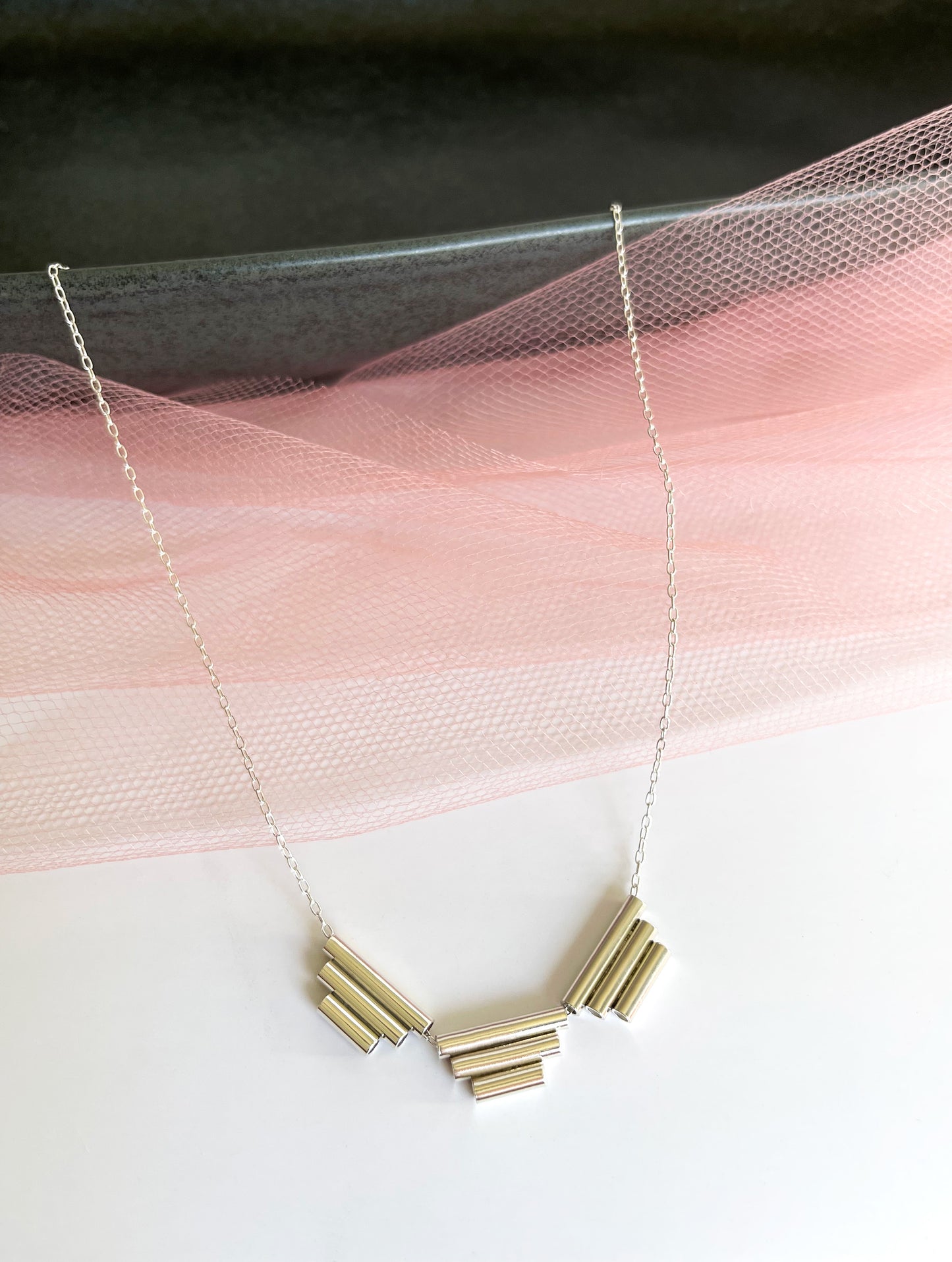 Silver Art Deco Statement Necklace