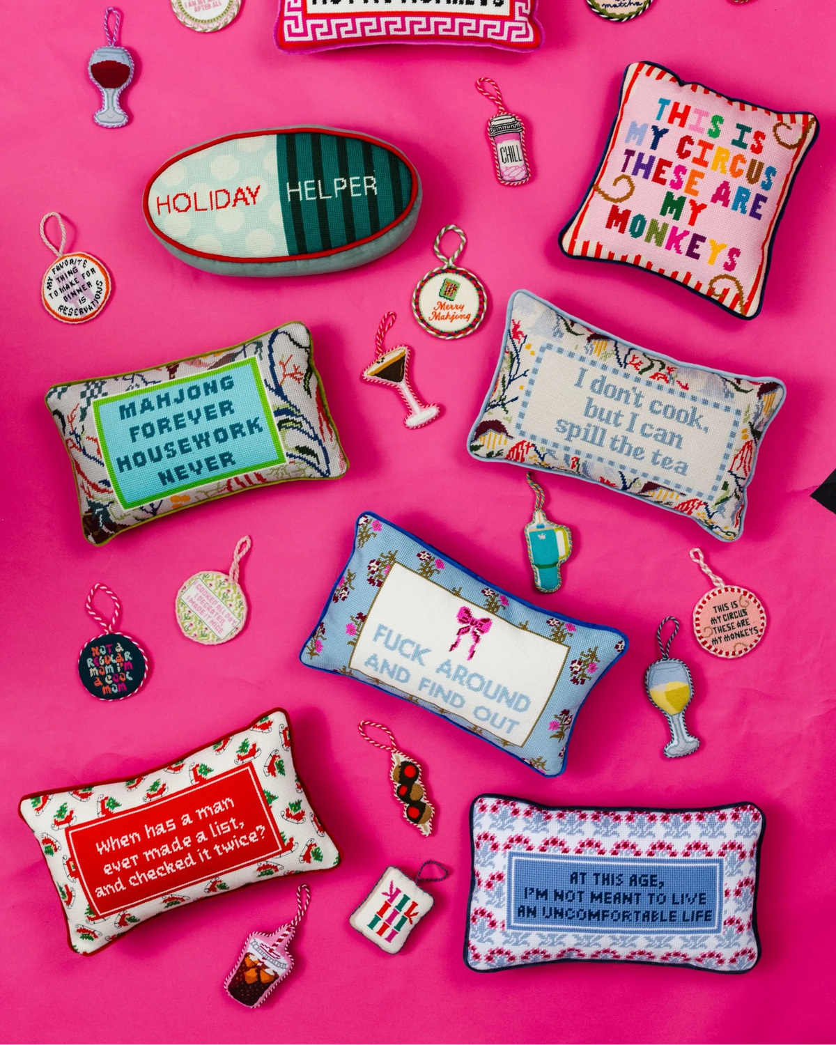 Check it Twice Needlepoint Pillow