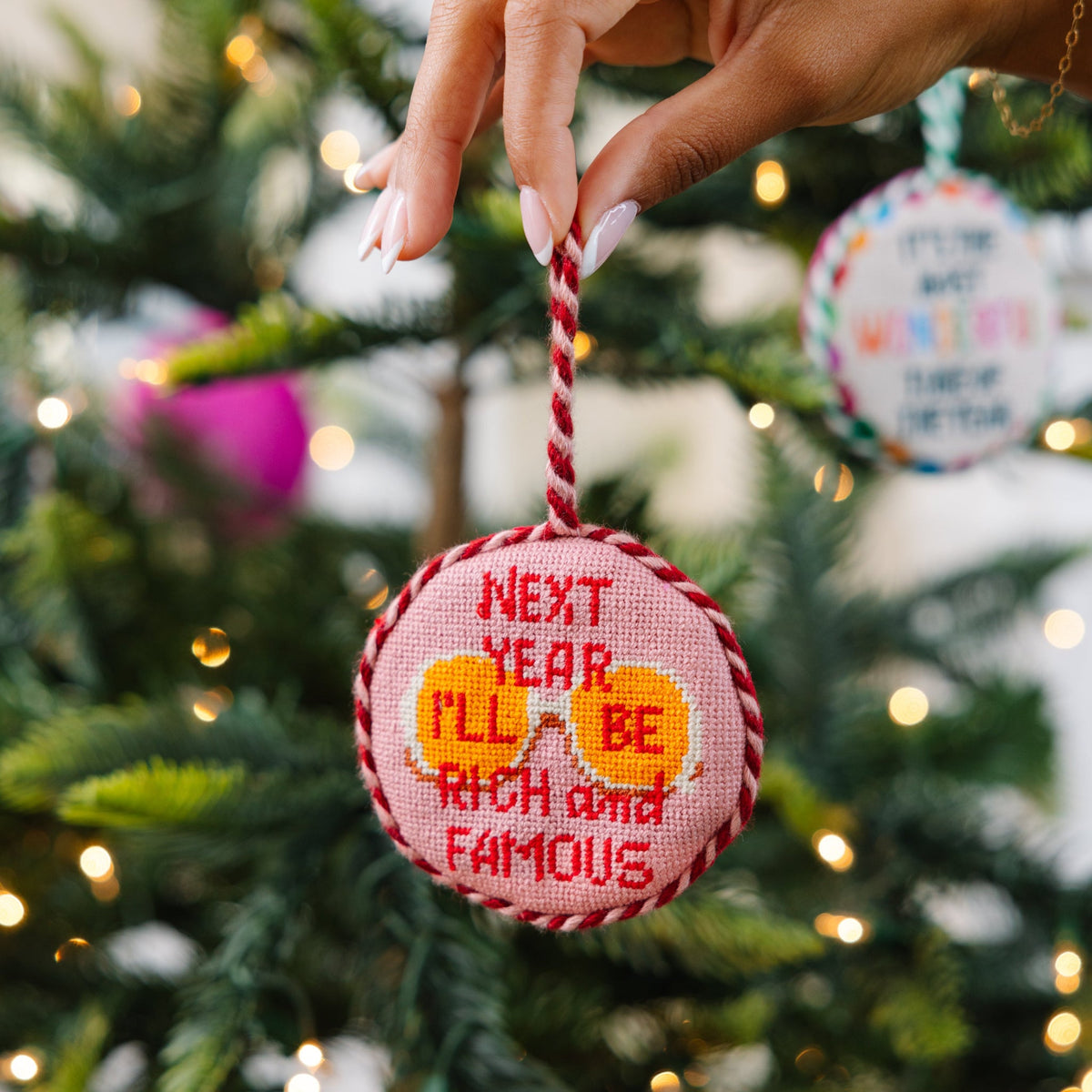 Needlepoint Ornament - Rich And Famous