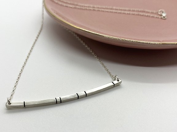 silver bar trapeze necklace