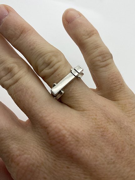 Linear Essentials Silver Statement Ring