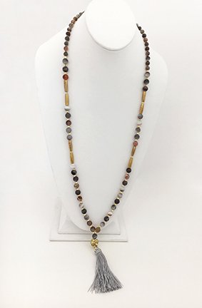 Botswana Agate Tassel Necklace