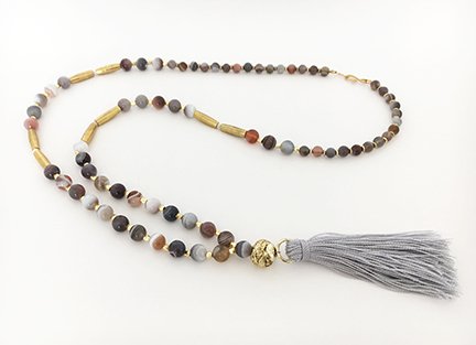 Botswana Agate Tassel Necklace