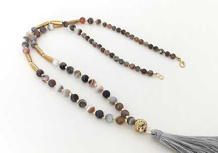 Botswana Agate Tassel Necklace