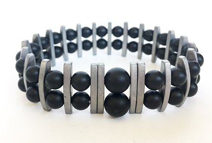 Black Onyx & Silver Hematite Bracelet