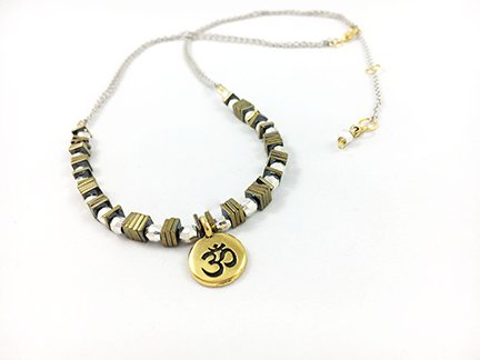 Silver & Gold Hematite Ohm Necklace