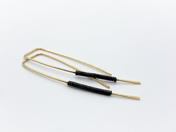 Gold Black Threader Earrings