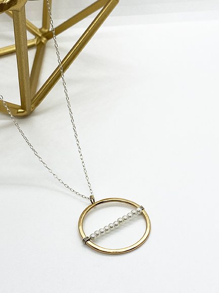 Gold pearl silver pendant necklace