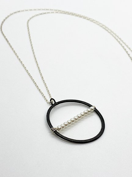 Black Oxidized Sterling Silver Circle Necklace