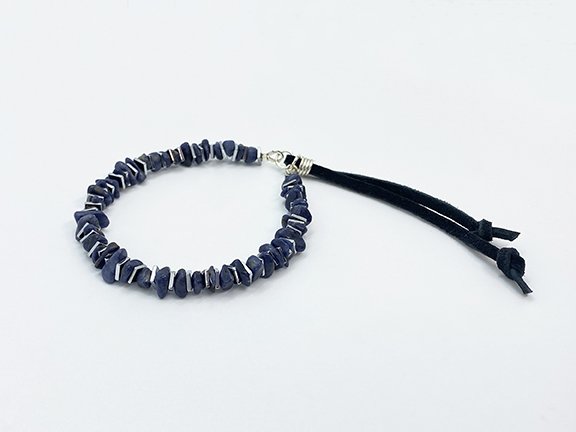 Sapphire Silver Leather Slider Bracelet