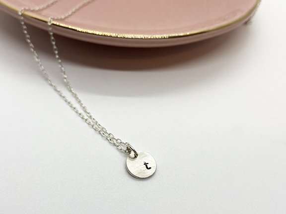 Sterling silver initial disc