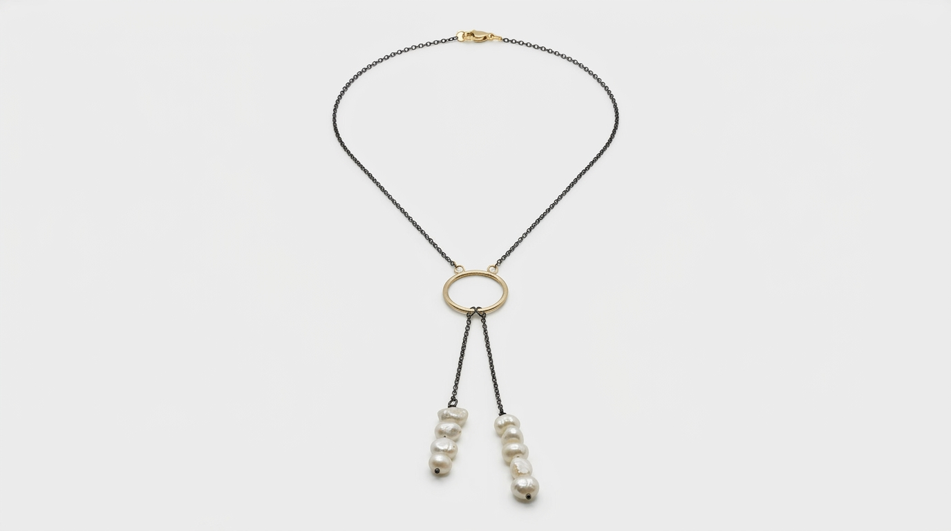 Tara Elaina Jewelry Modern Pearl Gold Lariat Necklace — view 2