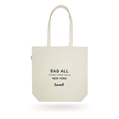 New York City Tote with Zipper and Inside Pocket – Cream