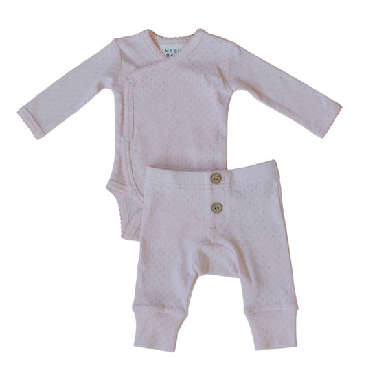Pink Pointelle Layette Set
