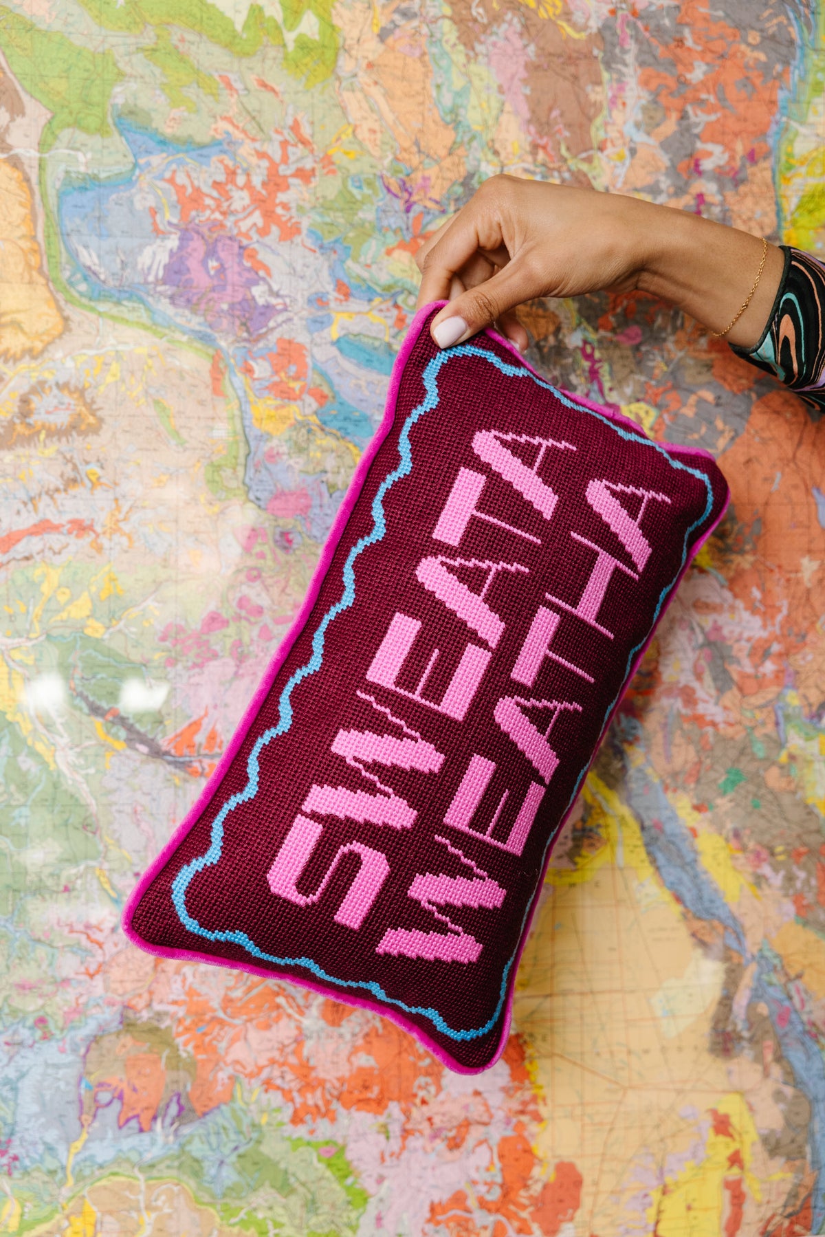 Sweata Weatha Needlepoint Pillow