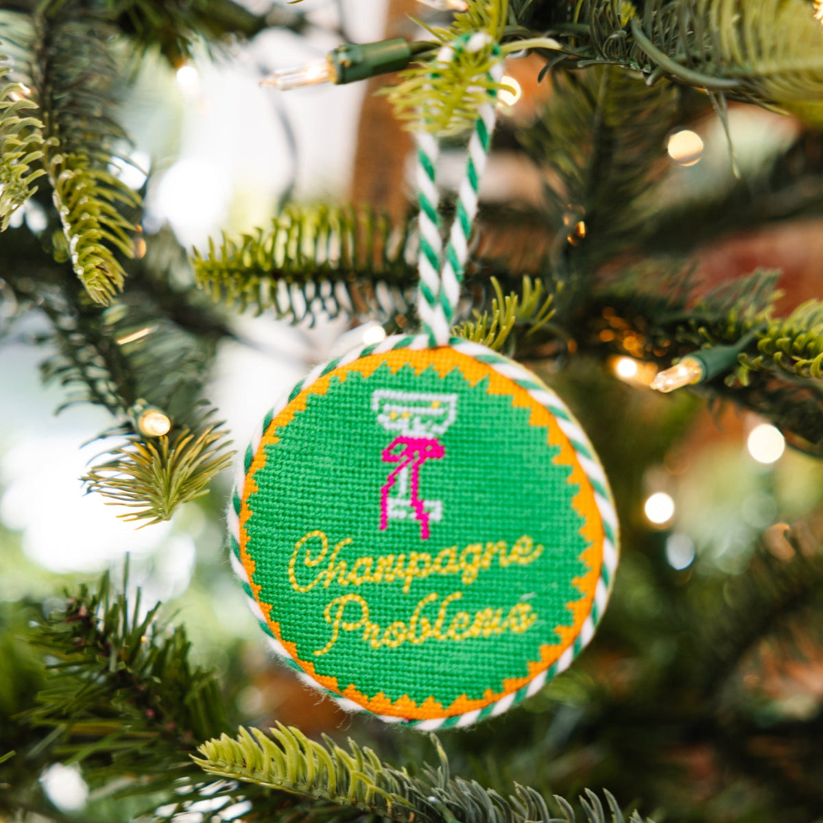 Needlepoint Ornament - Champagne Problems