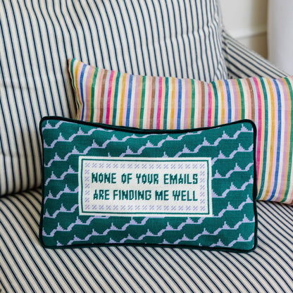 Emails Finding Me Needlepoint Pillow