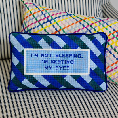 Eyes Resting Needlepoint Pillow