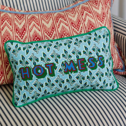 Hot Mess Needlepoint Pillow