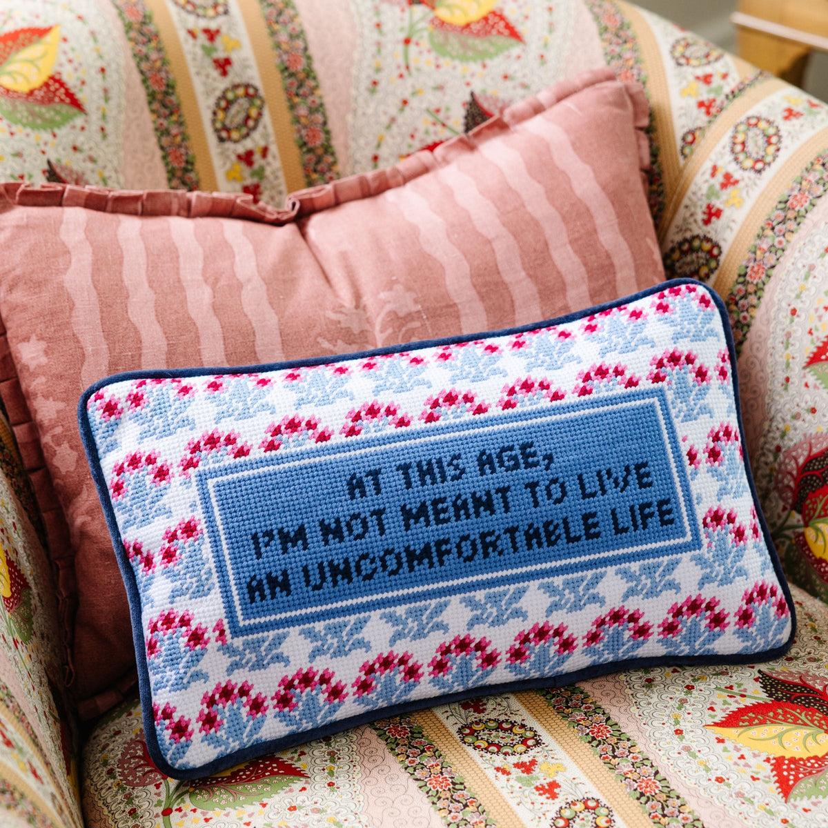 Uncomfortable Needlepoint Pillow