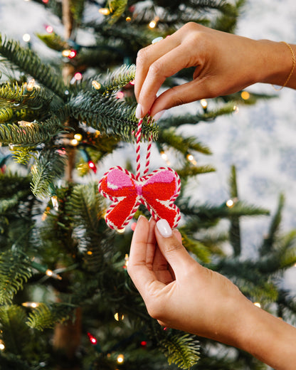 Needlepoint Icon Ornament - Bow