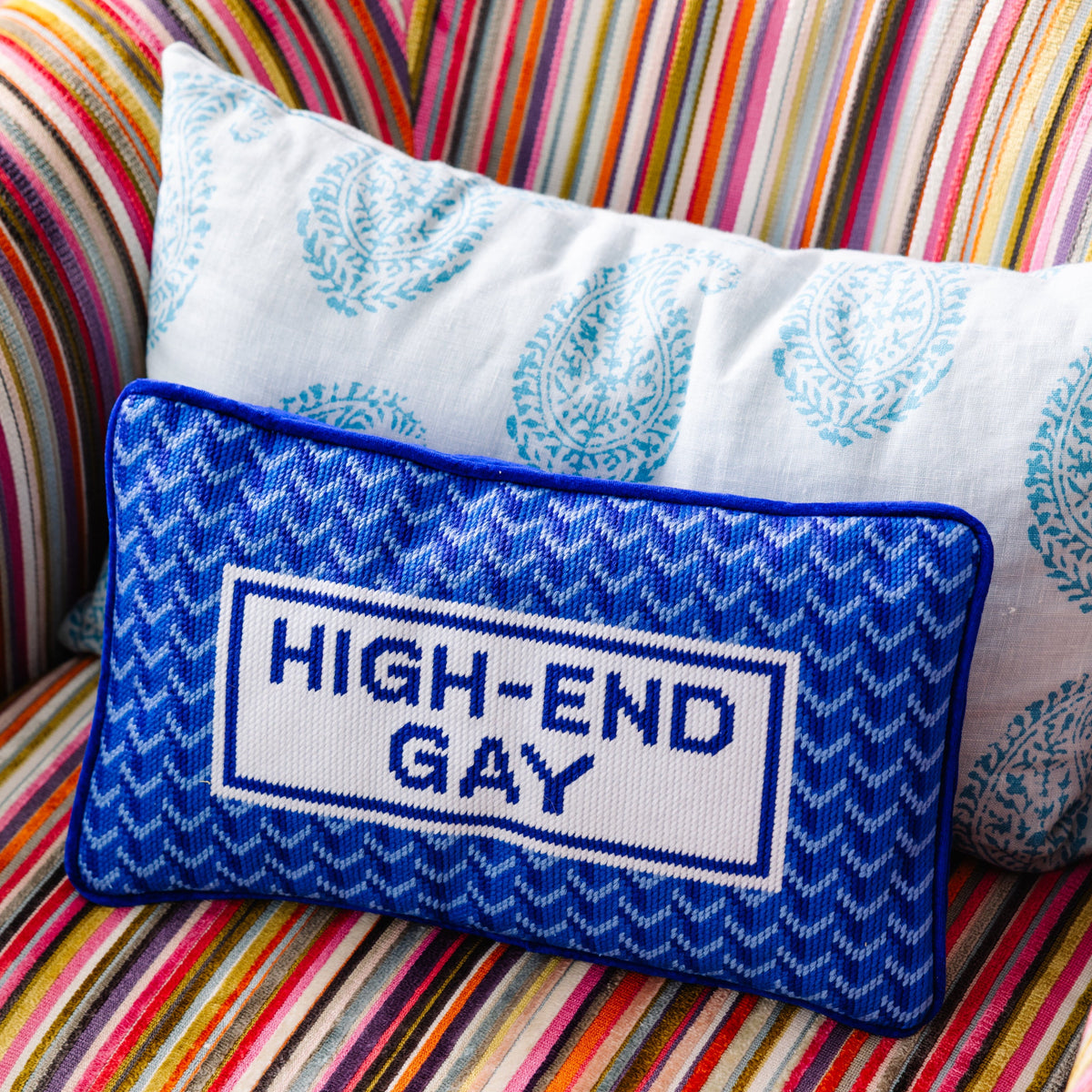 High End Gay Needlepoint Pillow