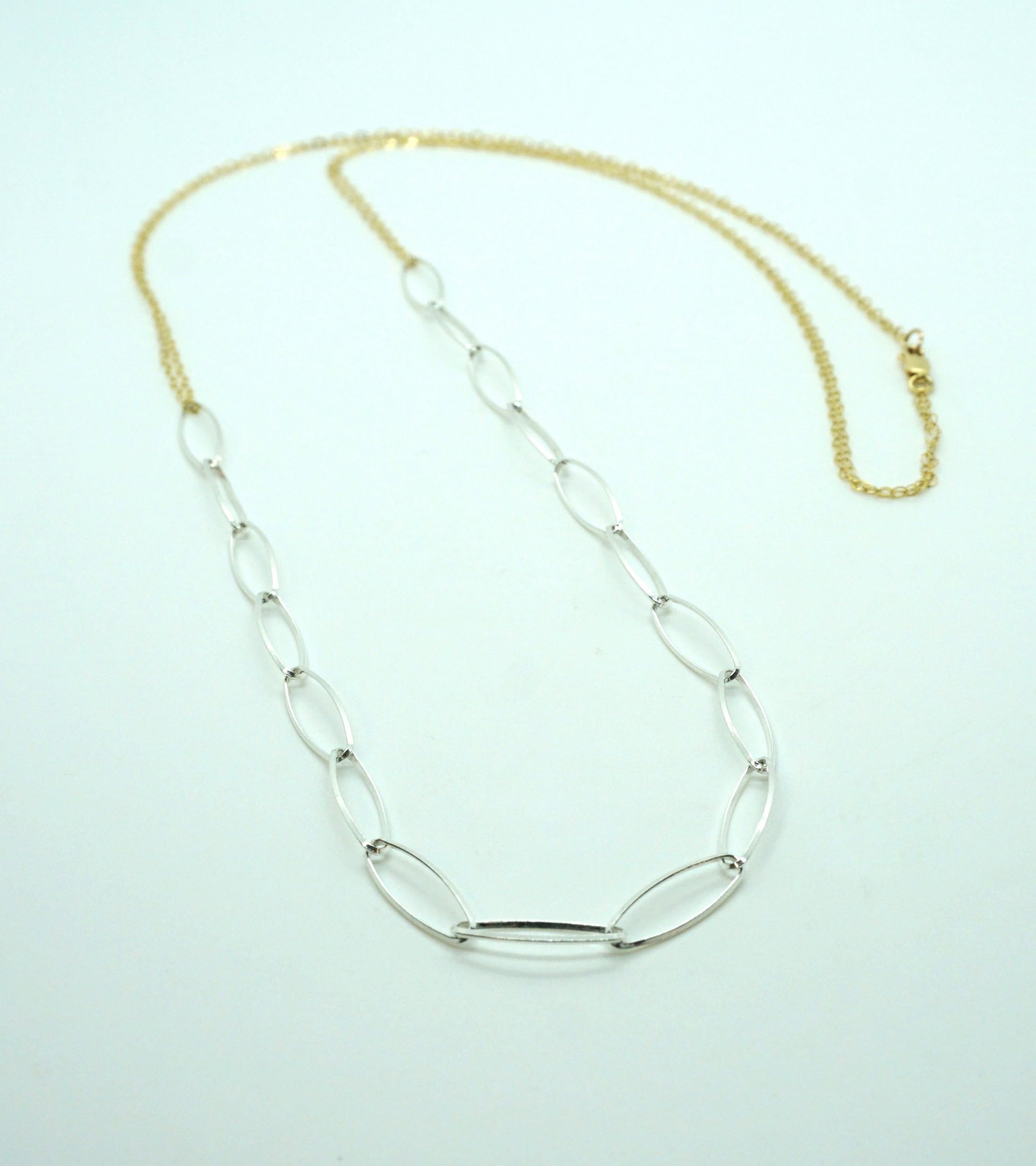 14k gold fill and silver chain mixed metal necklace