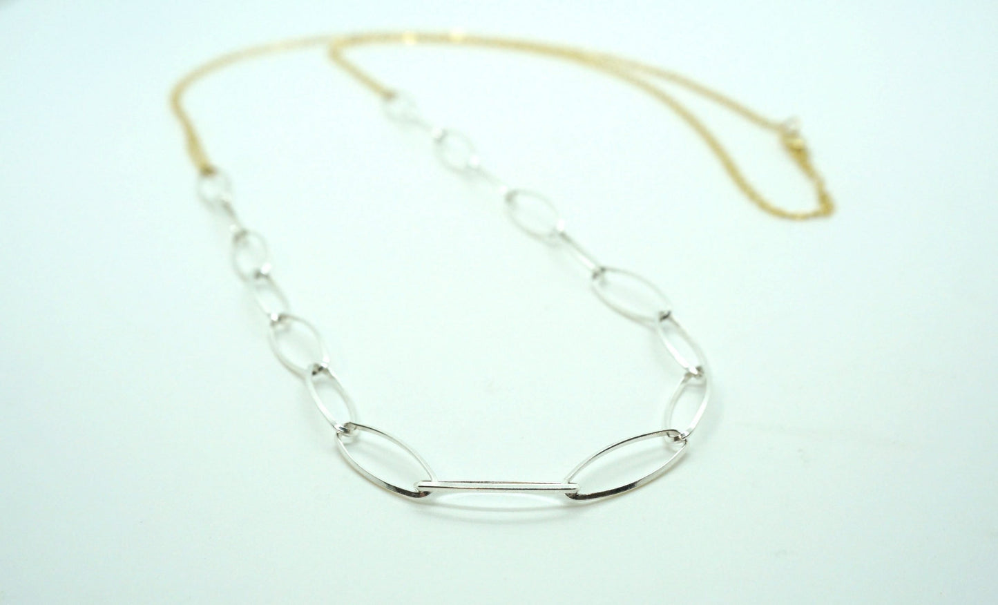 silver and gold chain stacking necklace